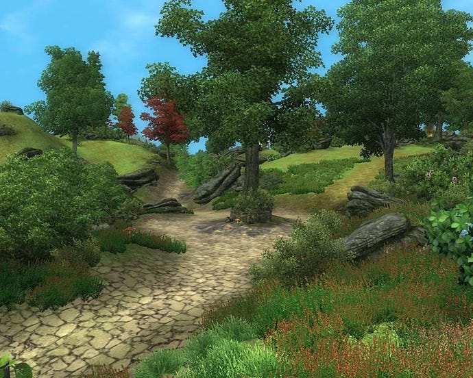 A stony forest road in The Elder Scrolls 4: Oblivion