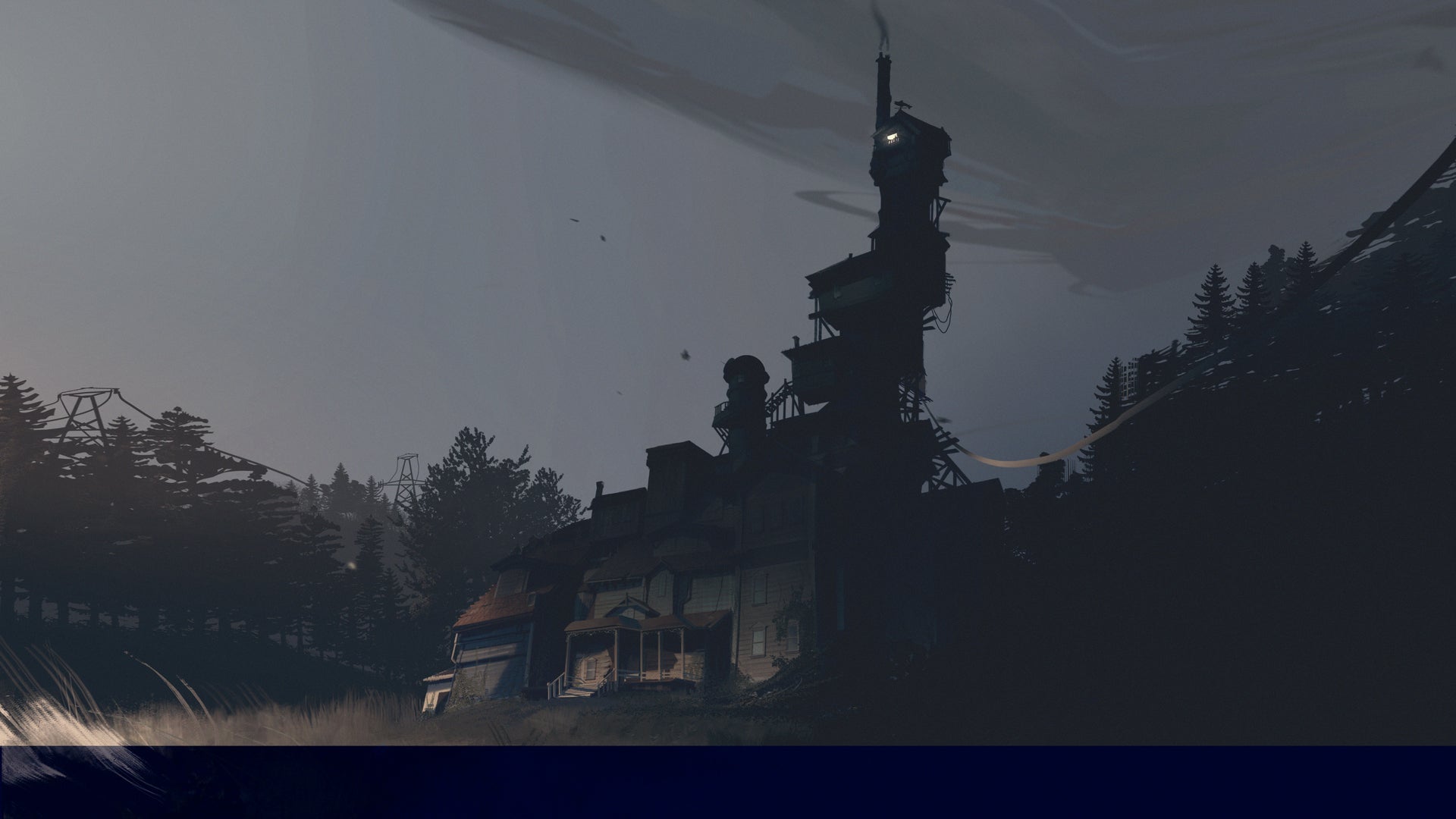 The silhouette of a run-down home can be seen in What Remains of Edith Finch - 11