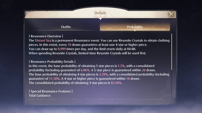 In-game informtion on how Banners work in Infinity Nikki.