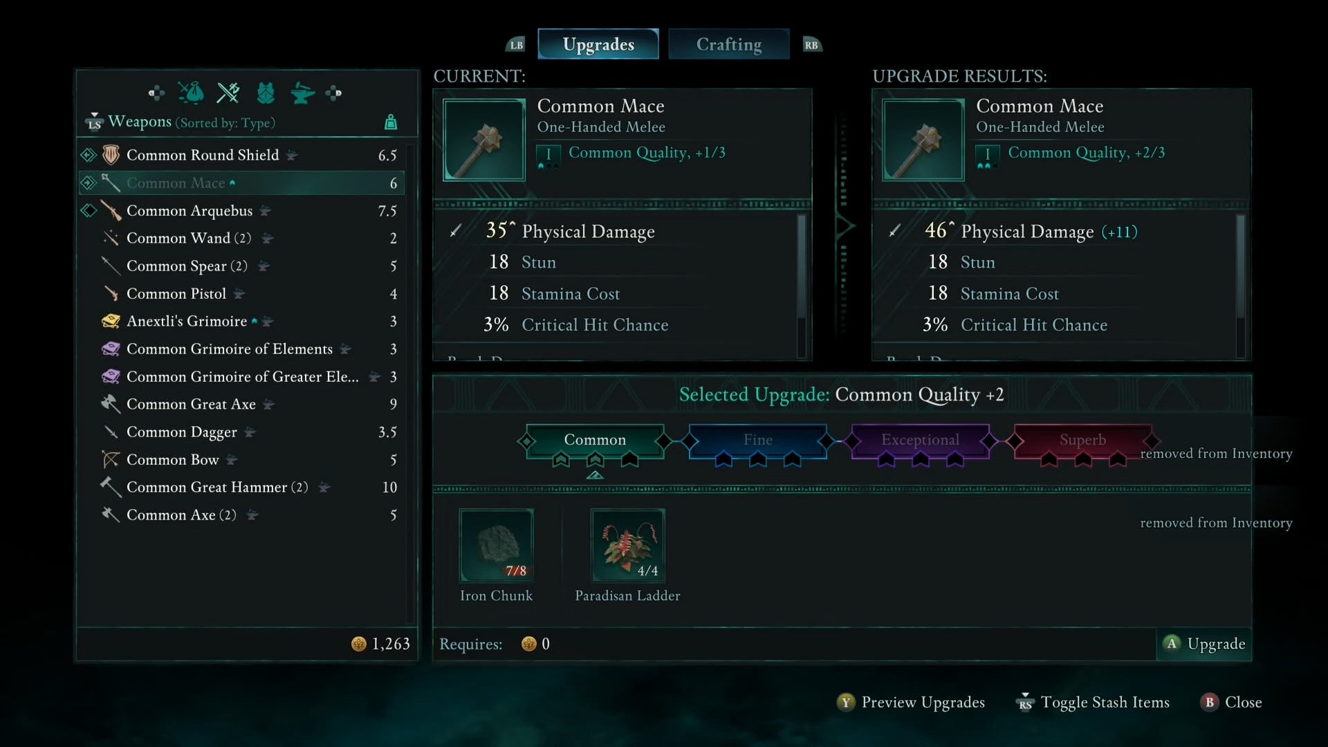 The upgrade menu in Avowed.