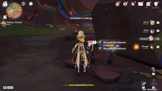 Xilonen standing beside Skysplit Gemblooms in Genshin Impact.