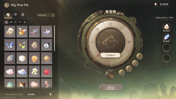 The Dig, Pear-Pal menu in Infinity Nikki.