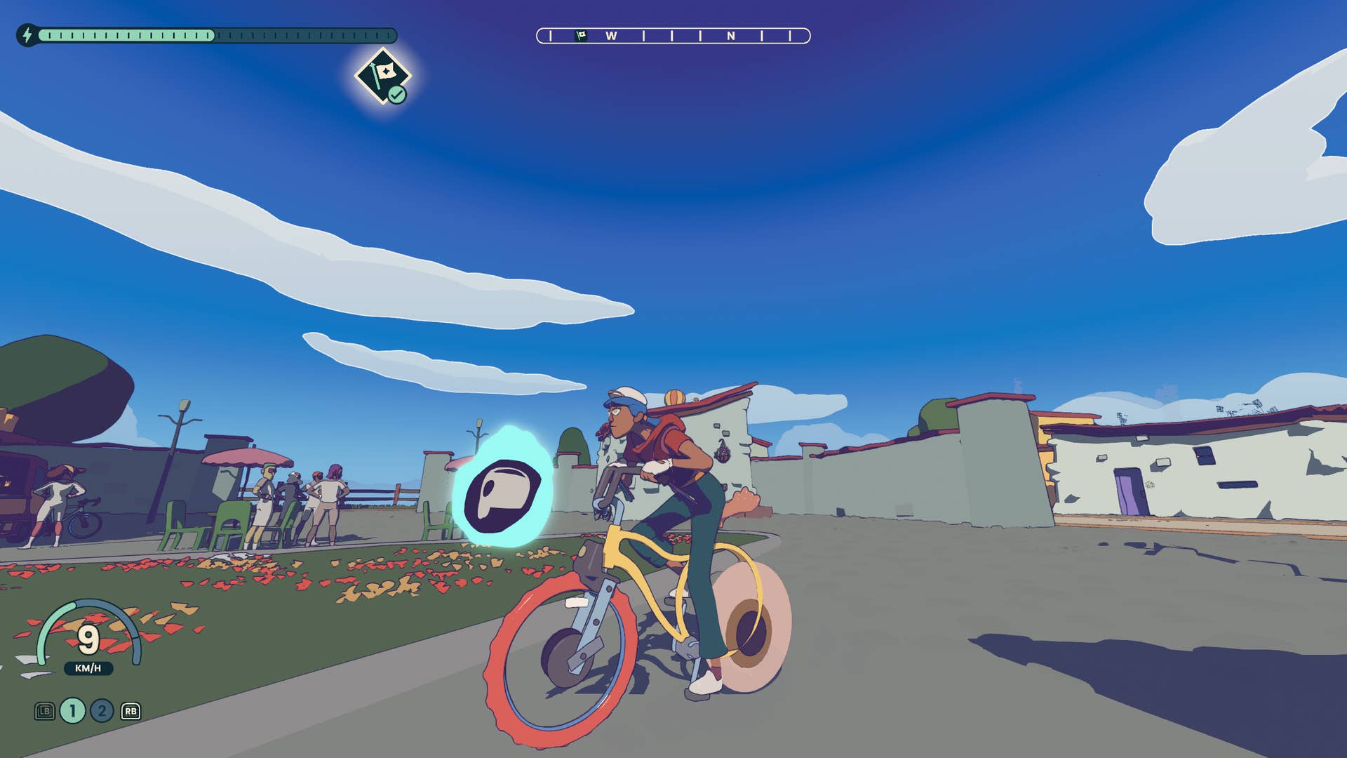 Riding a stupid bike design in Wheel World. Just, dumb.