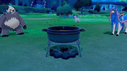 Pokémon cooking pot on a stove.