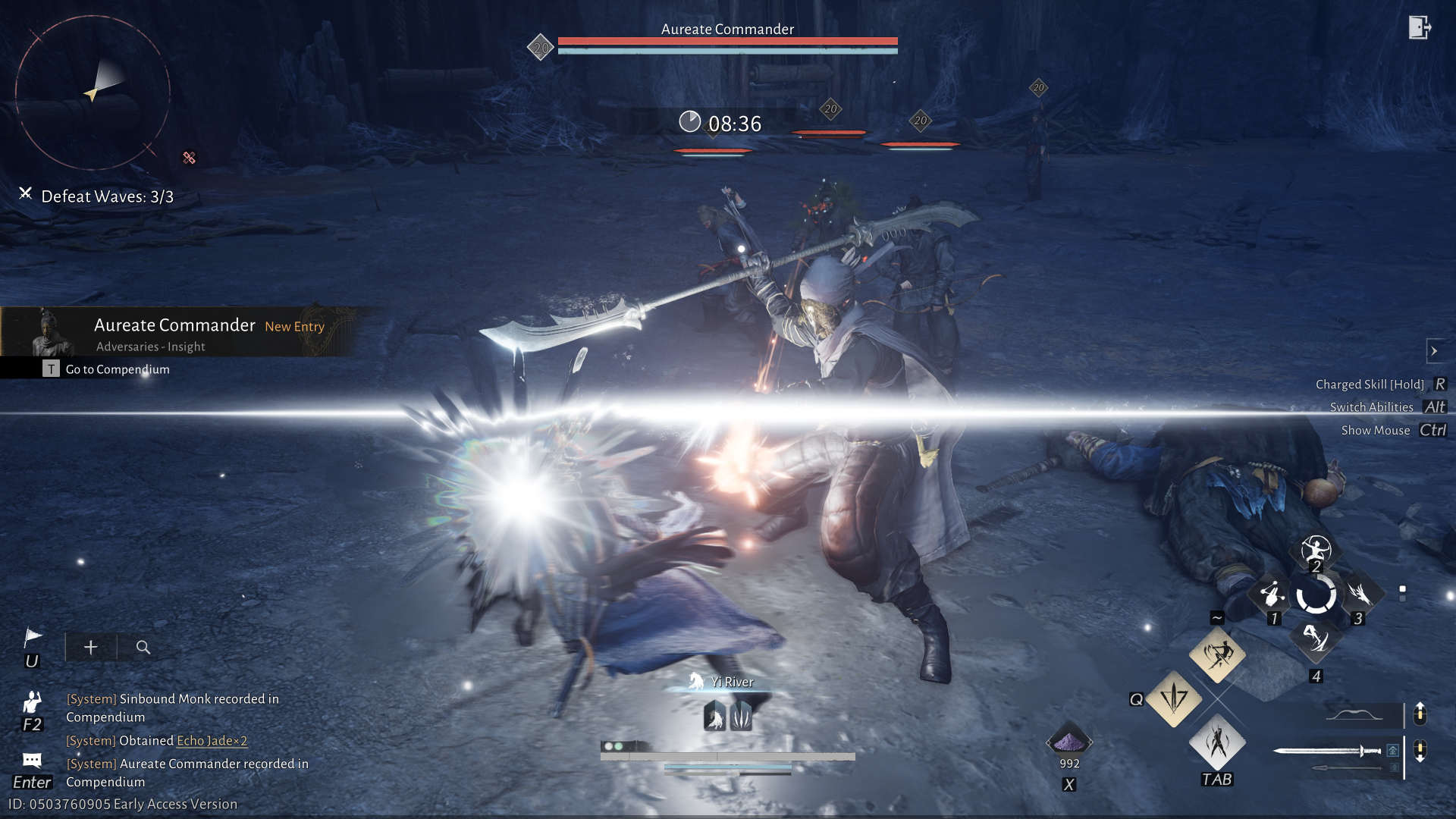 Fighting a hulking Aureate Commander enemy in Where Winds Meet. - 3