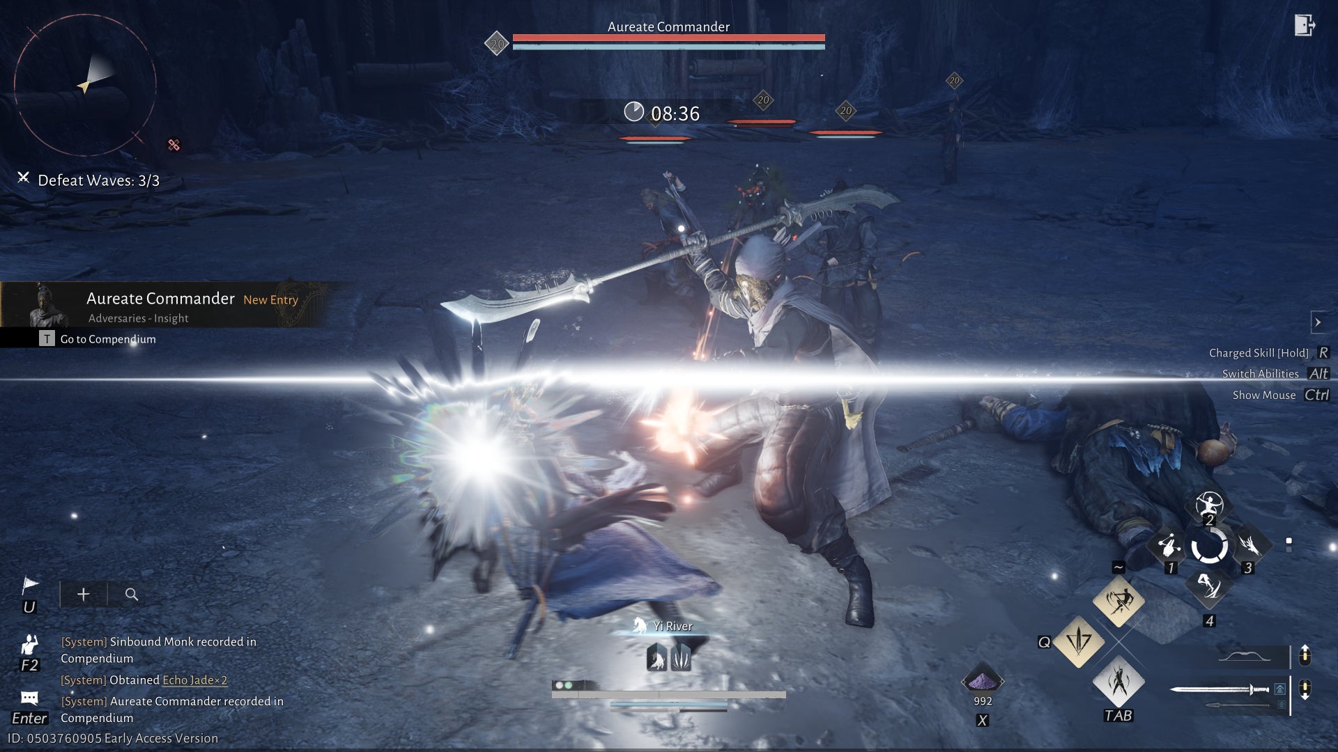 Fighting a hulking Aureate Commander enemy in Where Winds Meet. - 3