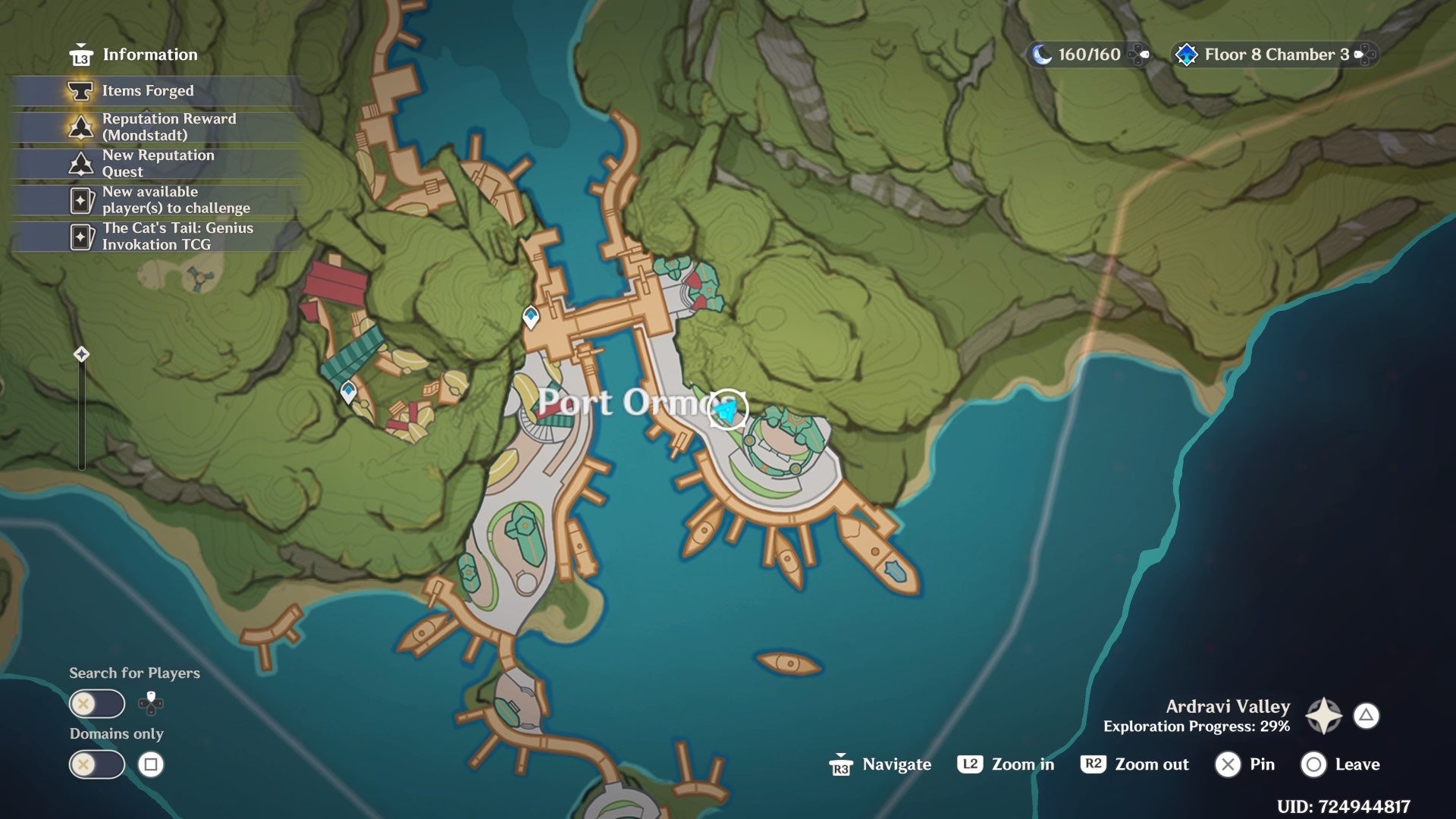 Map view of Babak merchant in Port Ormos in location in Genshin Impact.