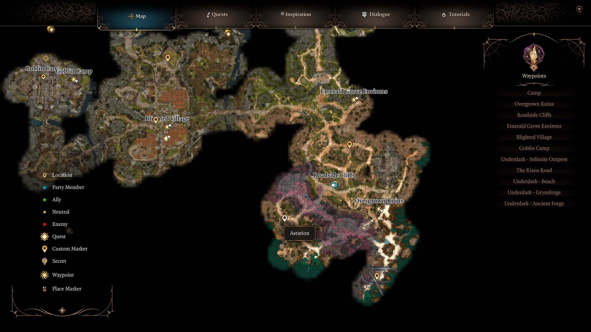 Map picture of Astarion&rsquo;s location.