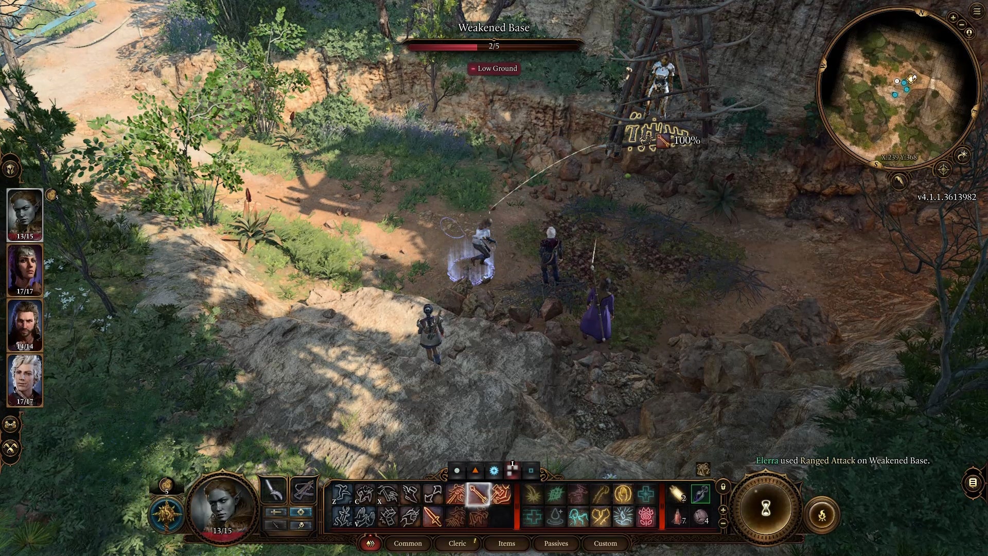 Shooting down  lae&rsquo;zel&rsquo;s cage with a crossbow.