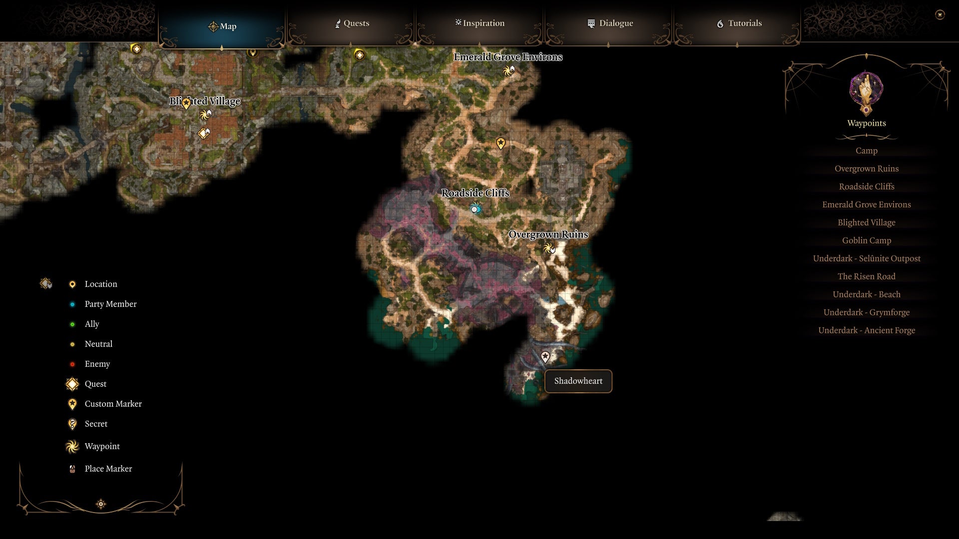 Map image showing shadowheart&rsquo;s location.