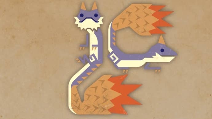 Field Guide art of Tracktail Lizards in Monster Hunter Wilds.