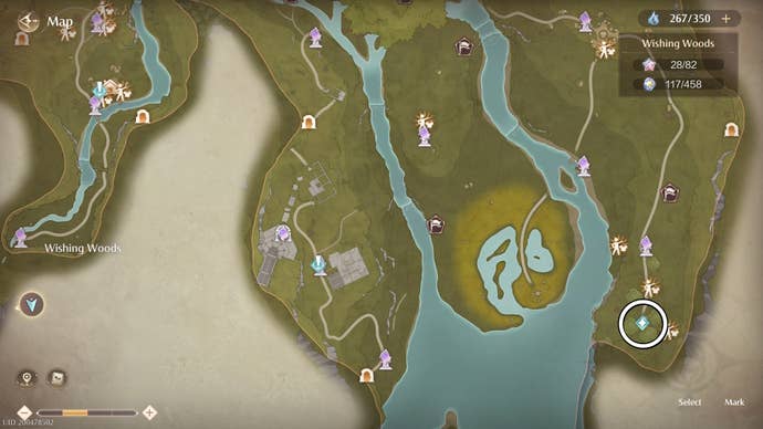 Circled map of the Sovereign of Fresh location in Infinity Nikki.