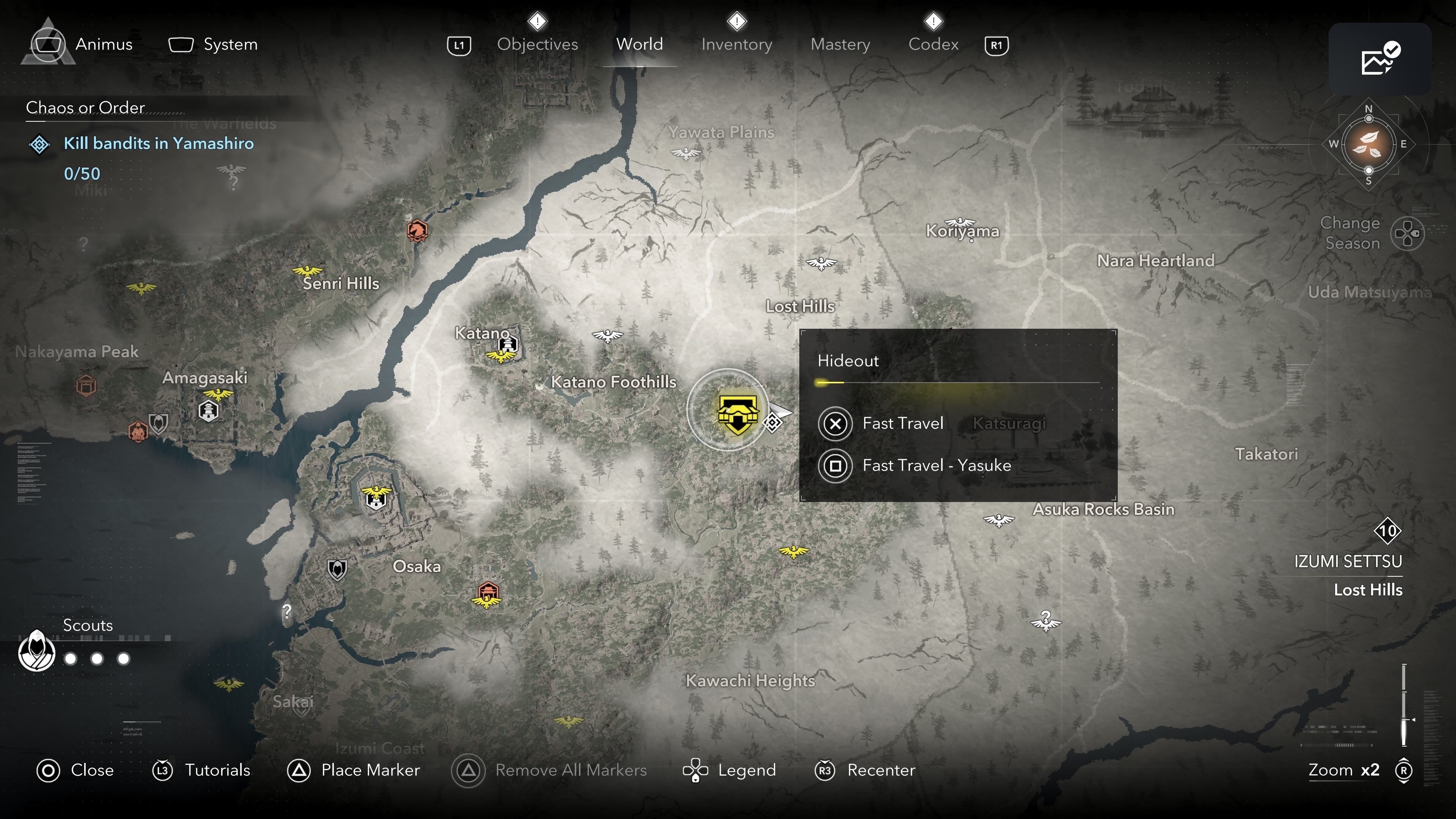 Map view of the Hideout&rsquo;s location in Assassin&rsquo;s Creed Shadows.