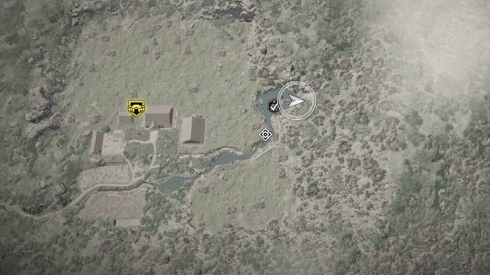 Map view of the waterfall with treasure behind it’s location in Assassin’s Creed Shadows.