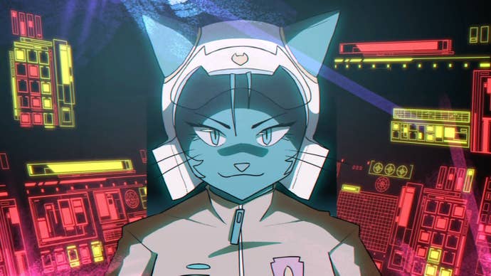 A cat pilot smirks in her spacecraft in Whisker Squadron: Survivor’s launch trailer.