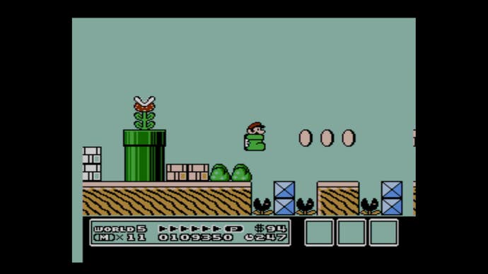Best Mario Games - Super Mario Bros 3 screenshot showing Mario in a boot.