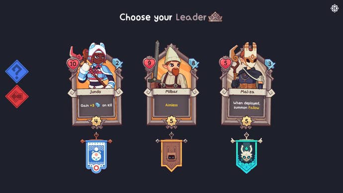 A Wildfrost line up of three potential leaders to lead your card troupe through the winterscape