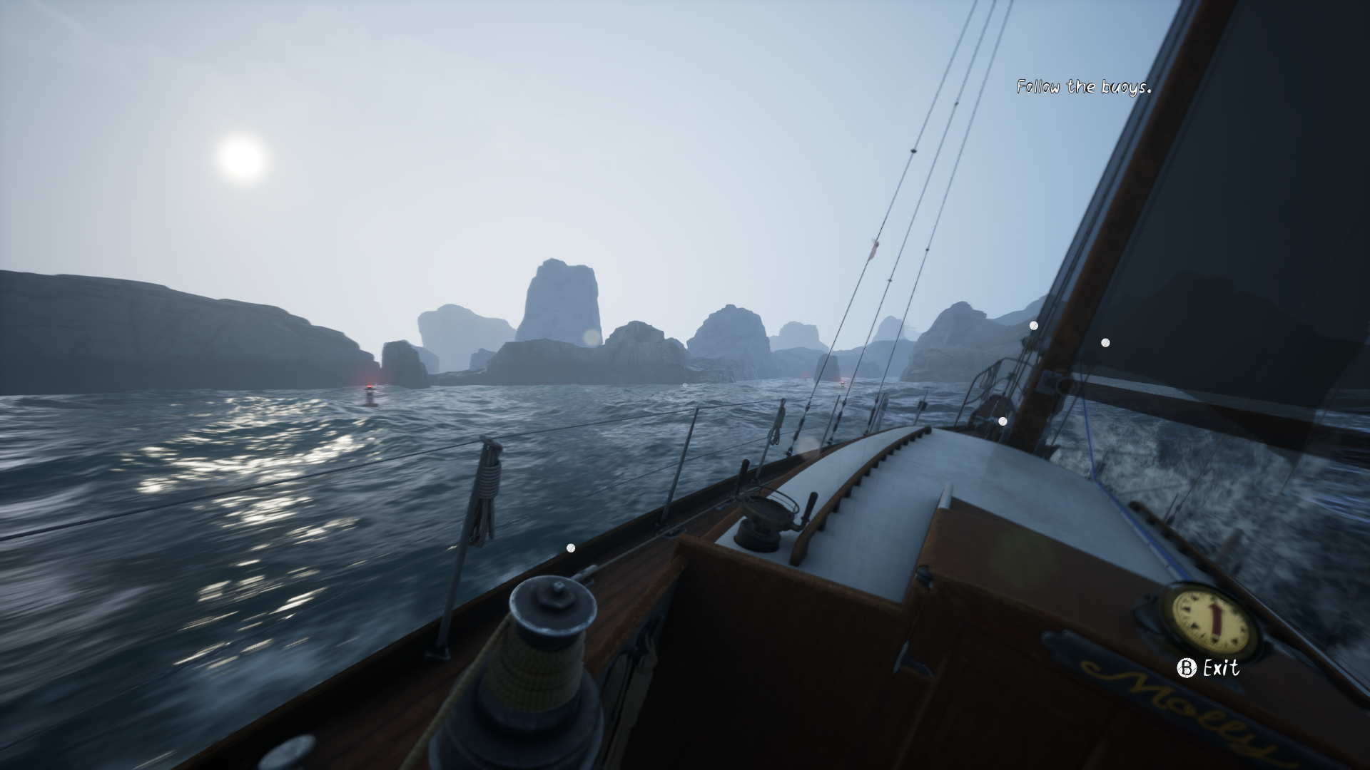 Sailing past a rock field in Will: Follow the Light.