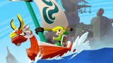 Link and his boat on the ocean in Wind Waker