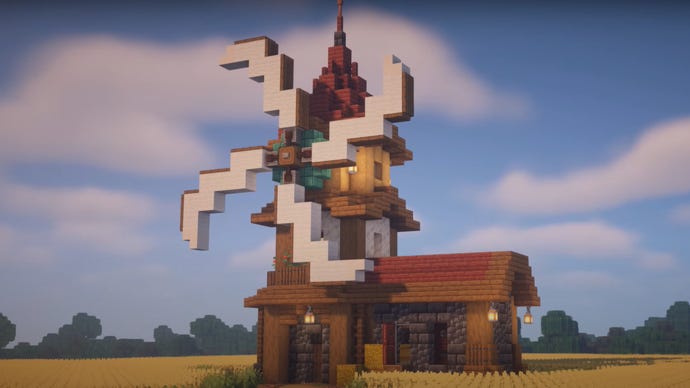 A windmill built in Minecraft by Zaypixel.
