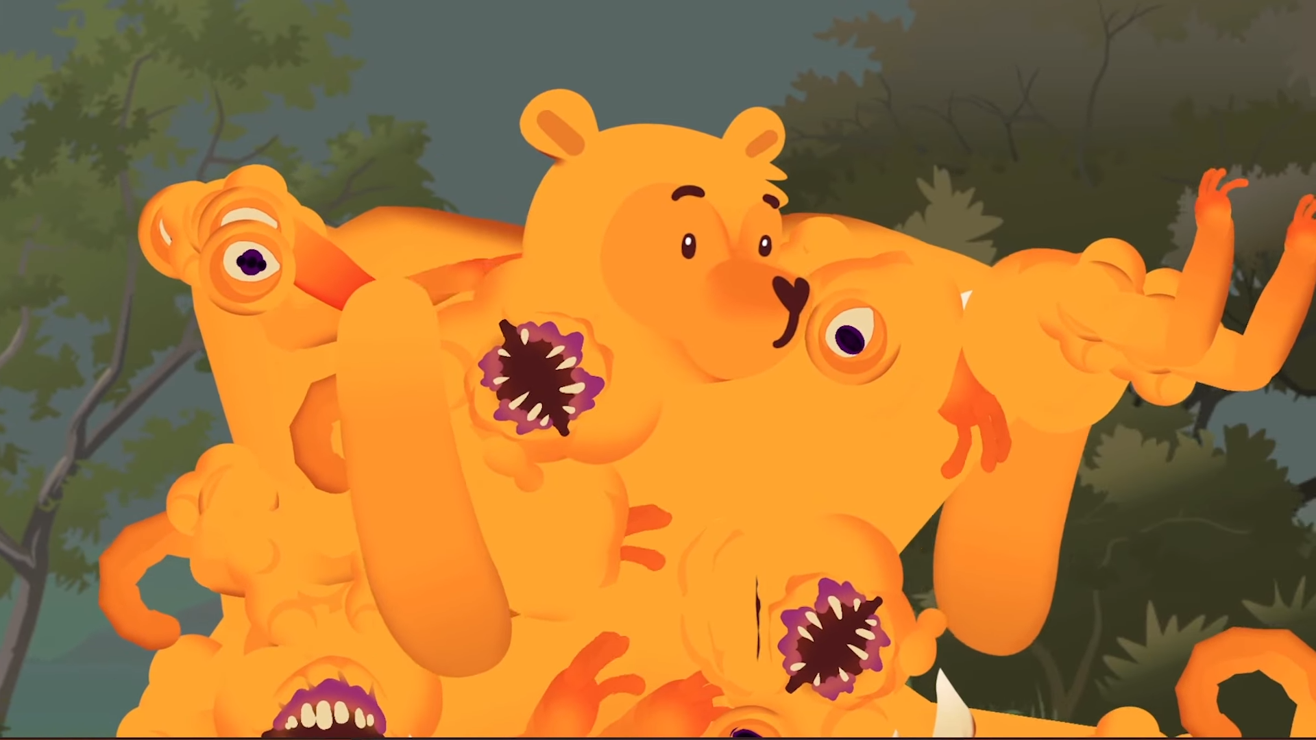 A grotesque Winnie the Pooh