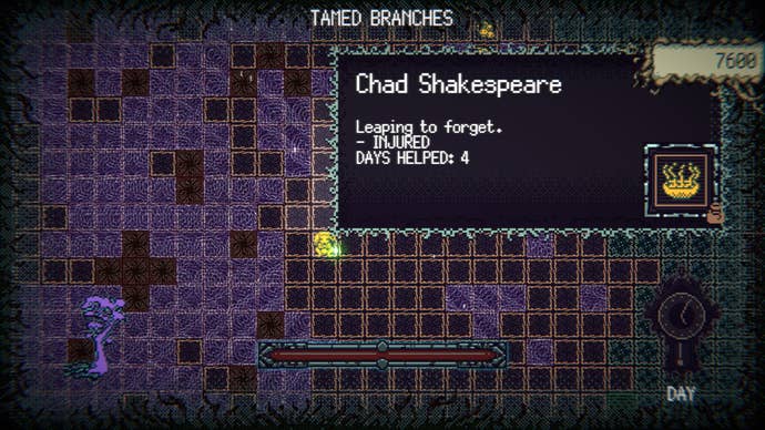 A ball of light encounters a squirrel called Chad Shakespeare in Witch Strandings.