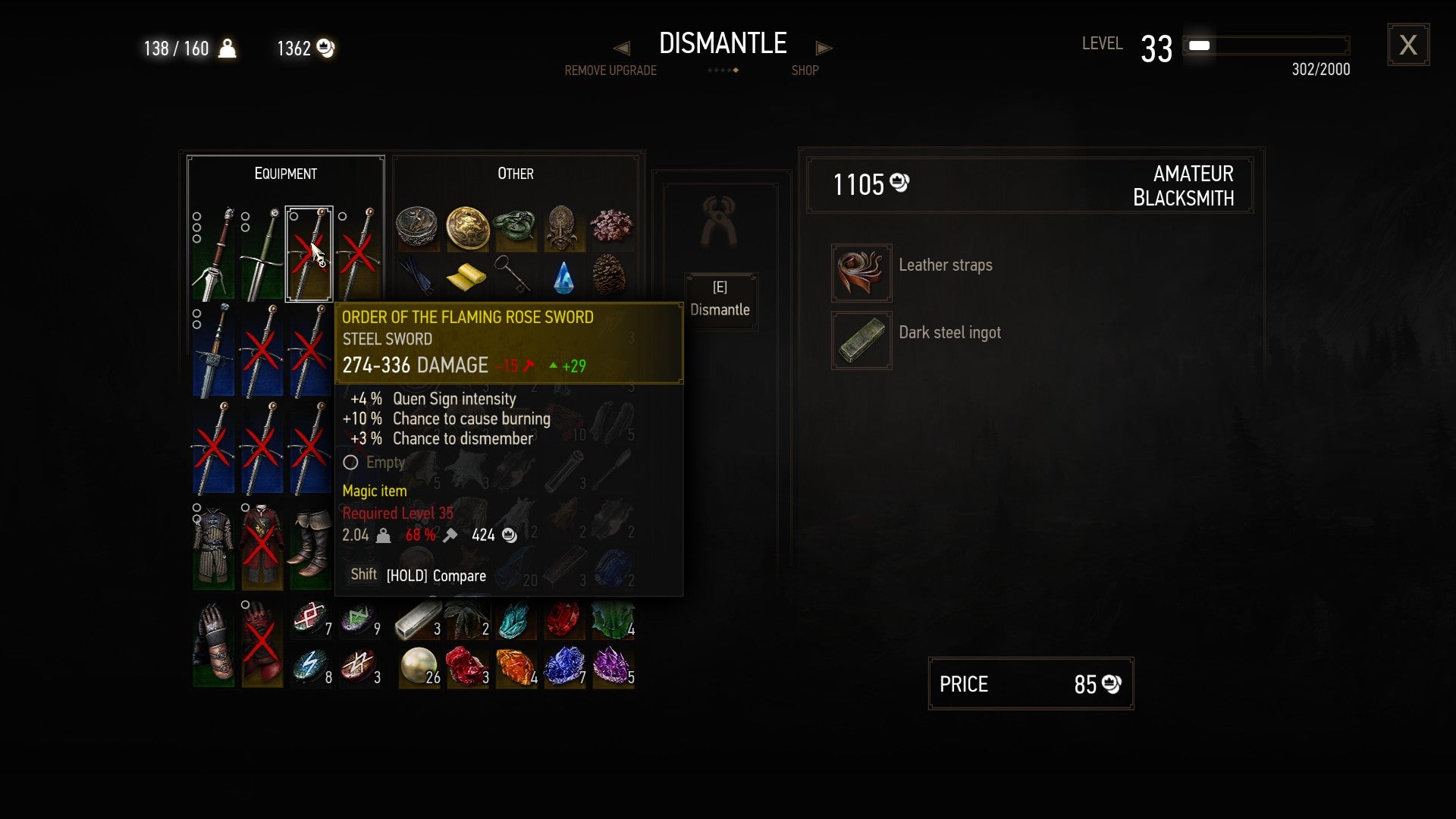 How to repair and dismantle weapons and armor in The Witcher 3 - 3