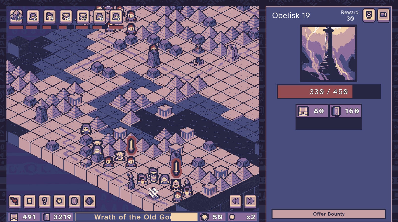 An isometric world view from Within a Dead City with a chunky retro-aesthetic