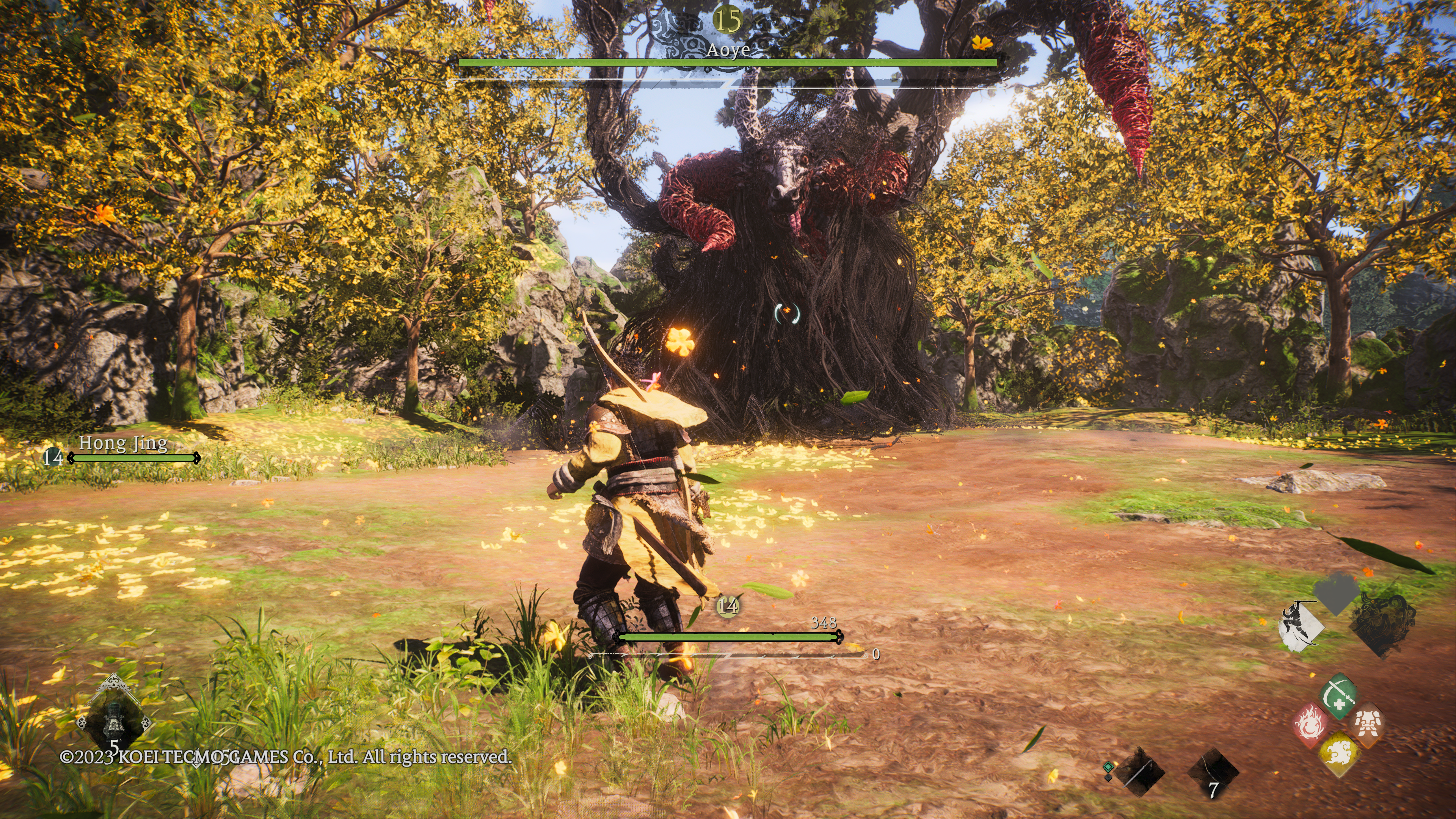 Wo Long Fallen Dynasty - preparing to fight a very weird, giant goat monster in the forest