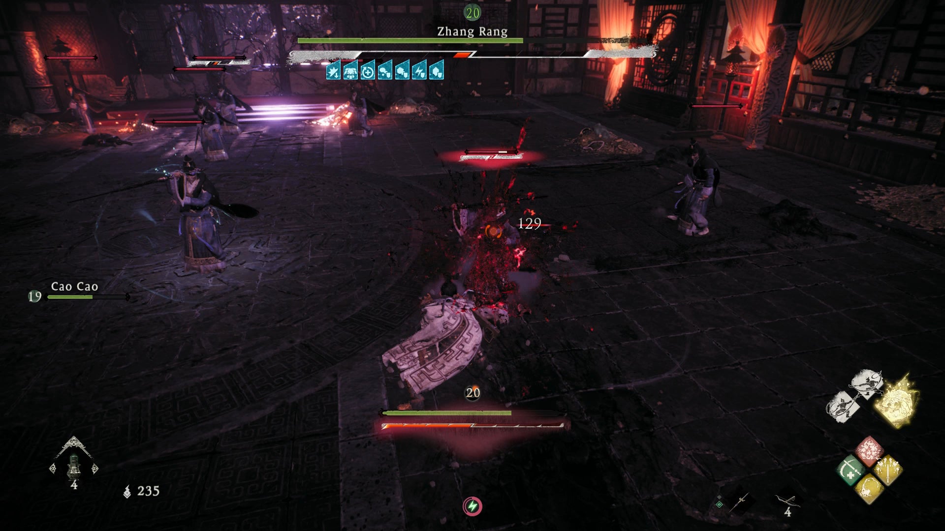 The player defeating one of Zhang Rang's clones in Wo Long - 3