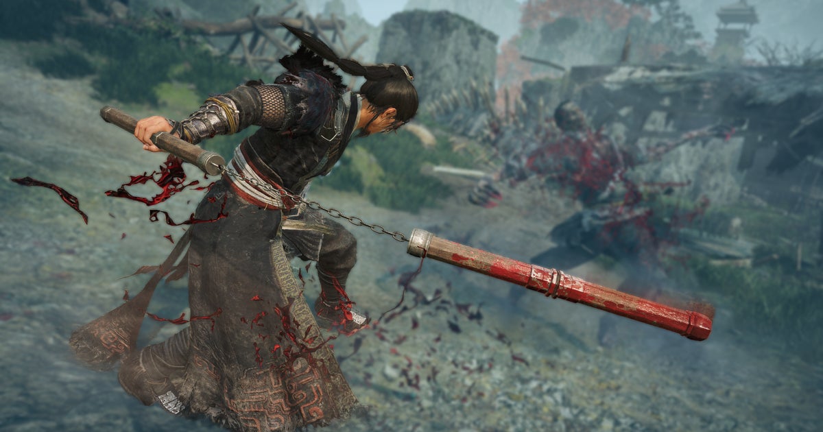 Main character using a nunchunk to dispatch an enemy in Wo Long 2: Wings of Ember