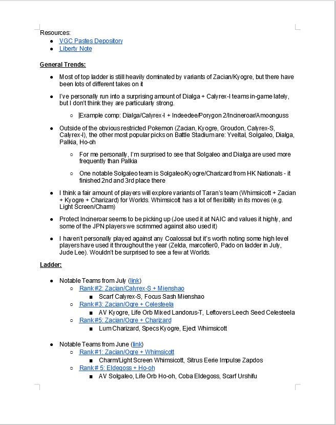 Wolfe Glick&rsquo;s notes - a screenshot of a page from his Notable Teams to Watch Out For doc