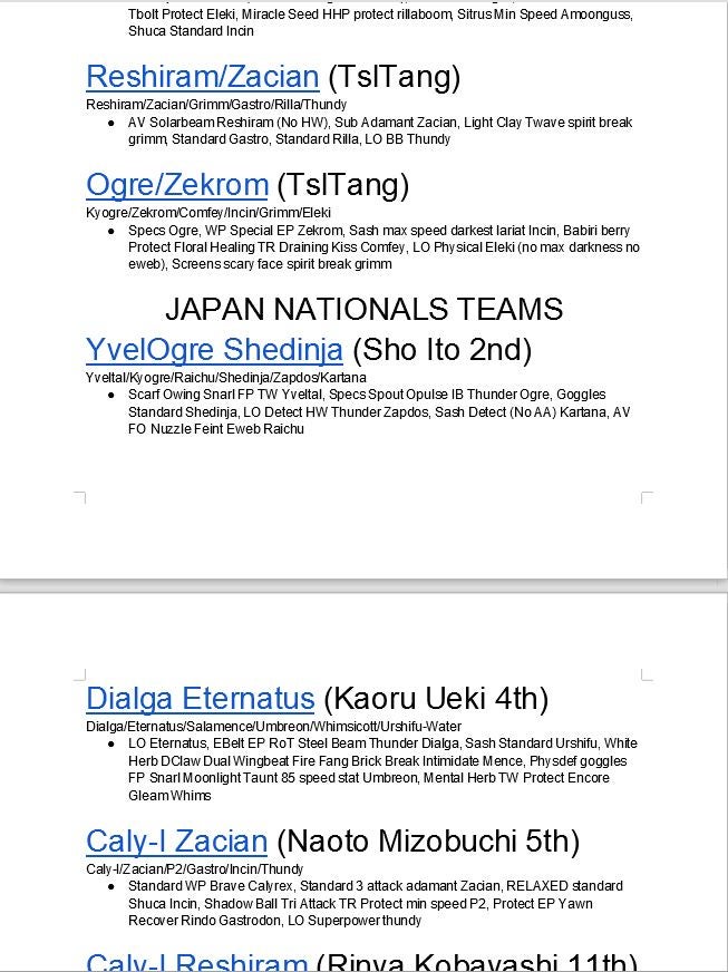 Wolfe Glick&rsquo;s notes - a screenshot of a page from his Teams Cheat Sheet doc