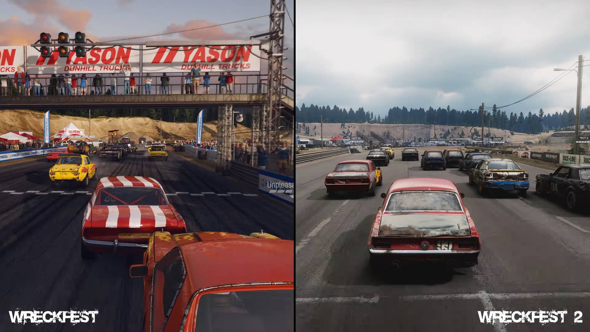 wreckfest 2 vs wreckfest 1 comparison screenshots: start line