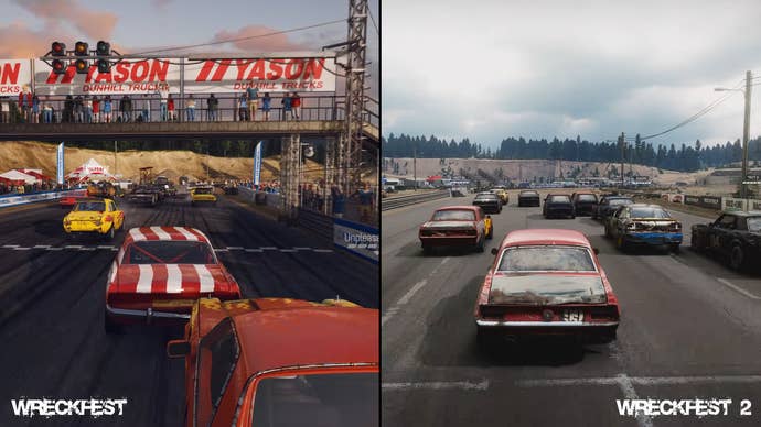 wreckfest 2 vs wreckfest 1 comparison screenshots: start line