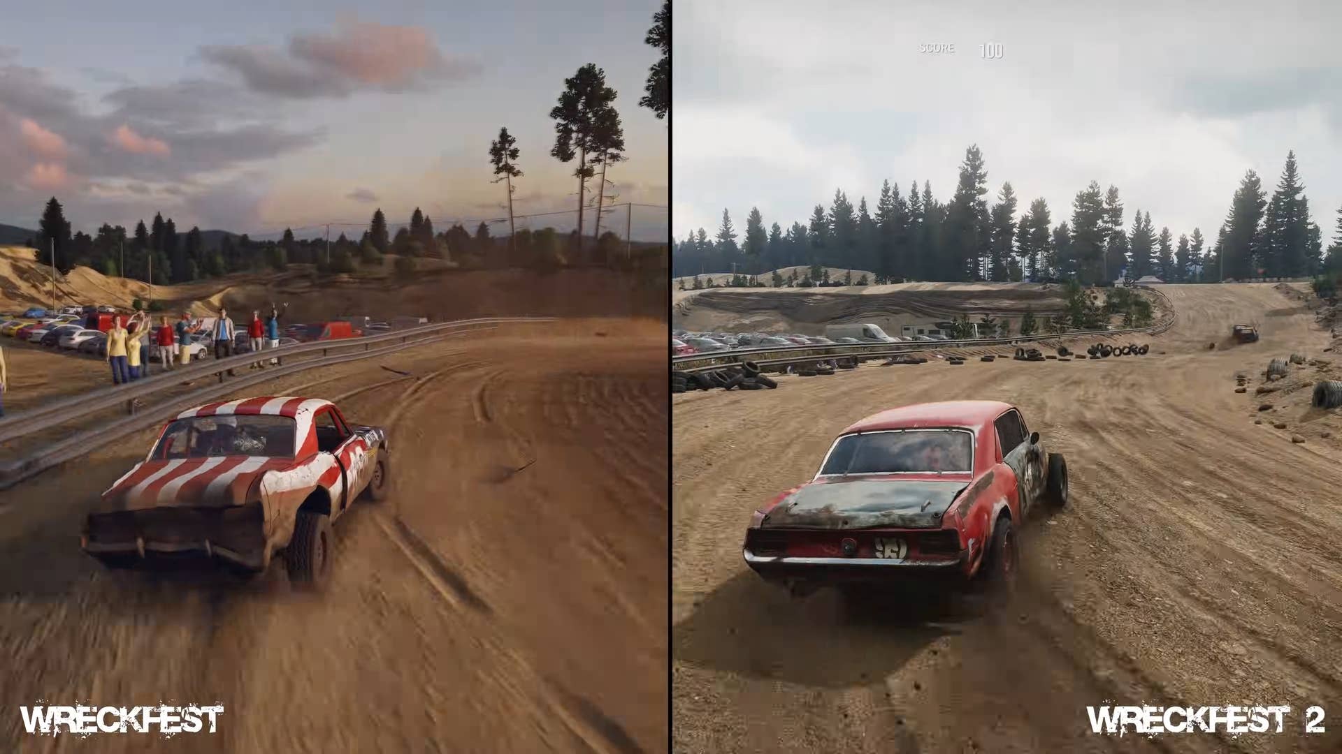 wreckfest 2 vs wreckfest 1 comparison screenshots: sandy turn