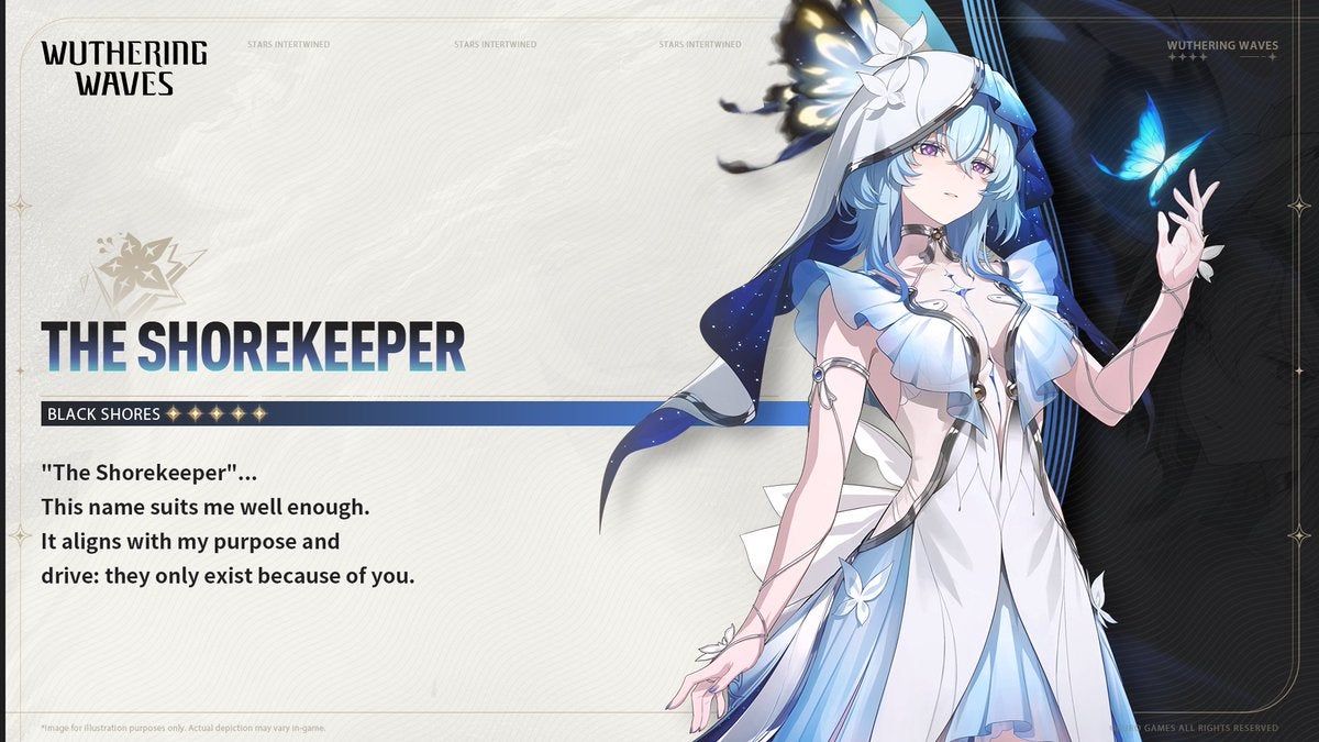 Promotional artwork for Wuthering Waves' five-star Resonator, The Shorekeeper, is shown - 26