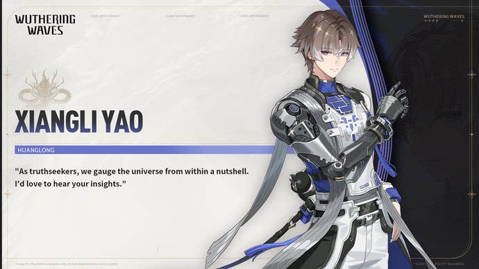 Promotional artwork for Wuthering Waves' five-star Resonator, Xiangli Yao, is shown