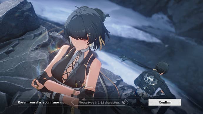 A close-up on female Rover in Wuthering Waves' character selection screen.
