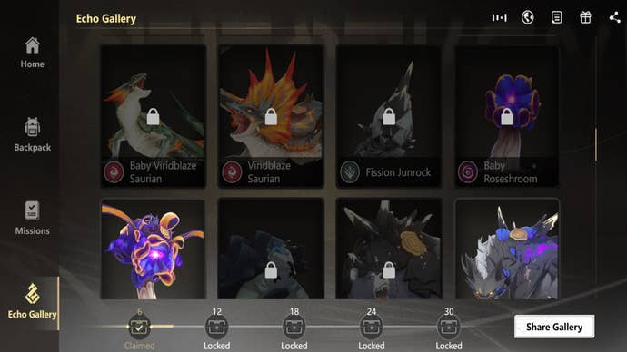 The Echo Gallery on Wuthering Waves' website is shown