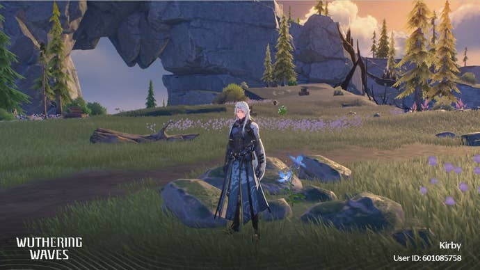 Calcharo stands beside an Iris in Wuthering Waves