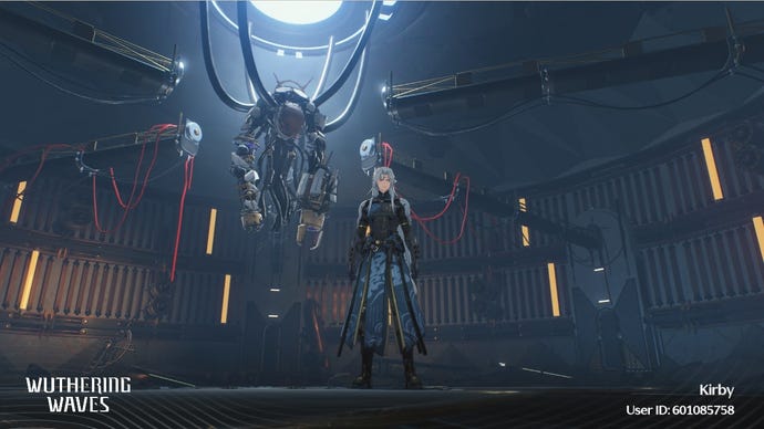 Calcharo stands in front of the Mech Abomination in Wuthering Waves