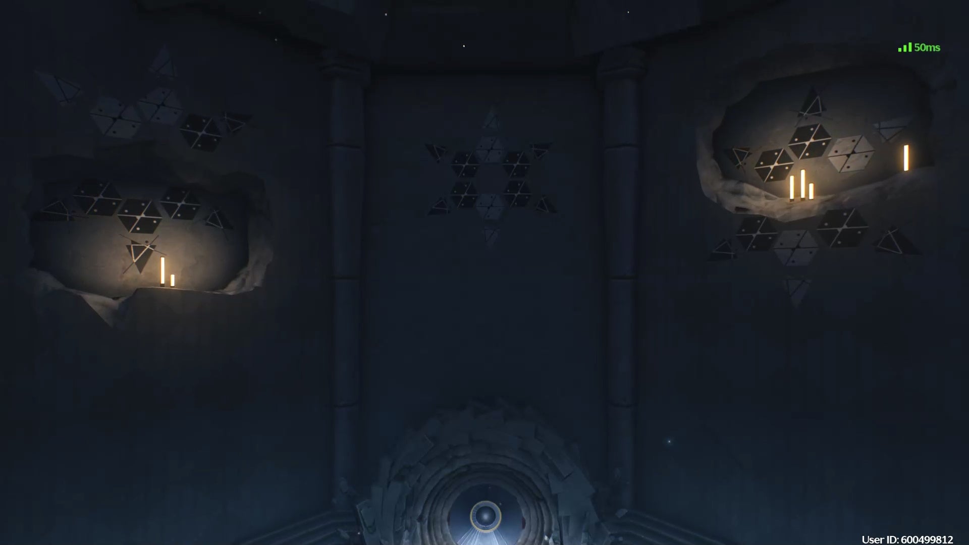 First person view of the wall tile patterns in the final puzzle of the Perspective Bender Domain in Wuthering Waves.