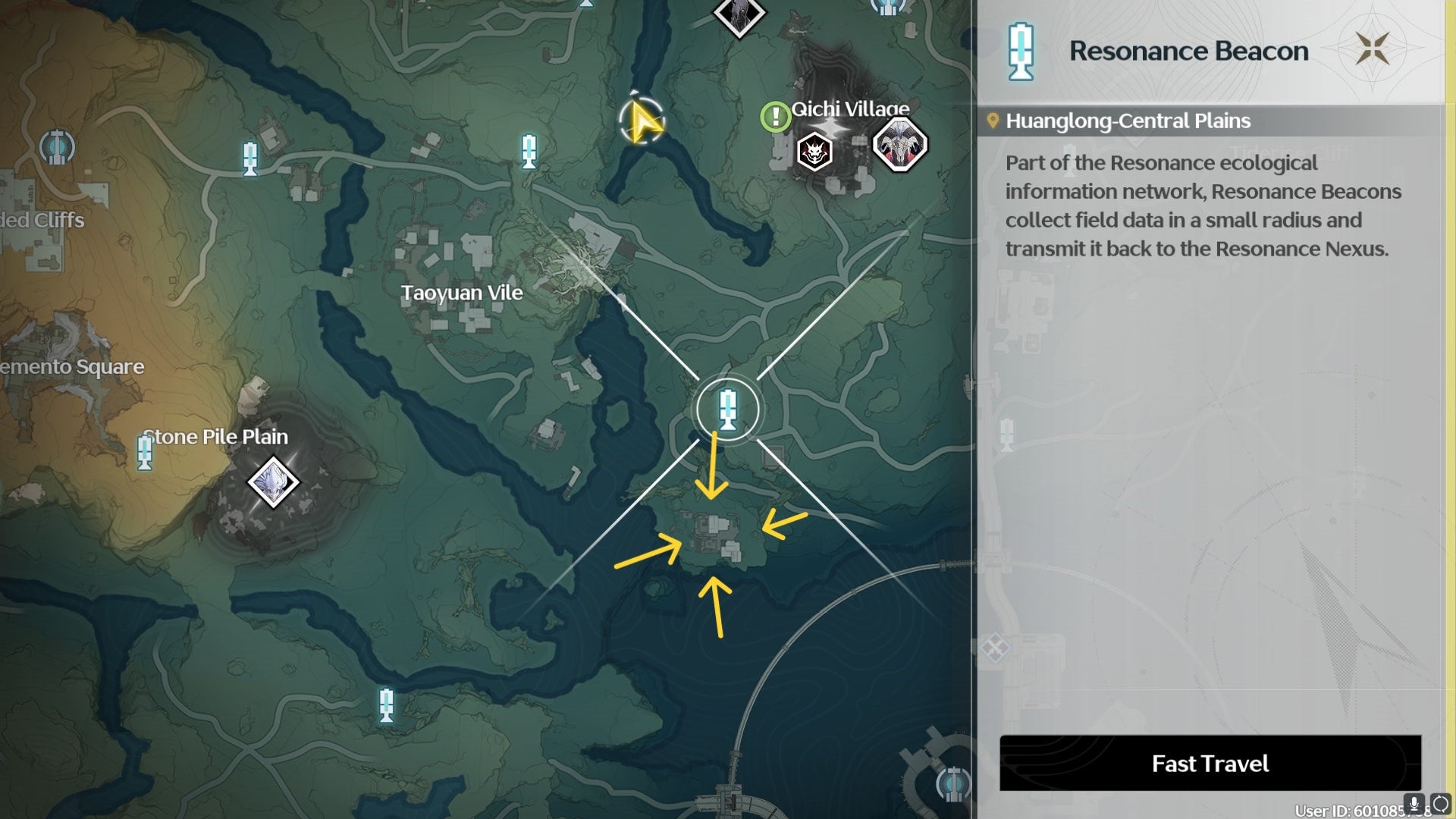The location of a small encampment where some Pecok Flowers can be found is marked on the map in Wuthering Waves