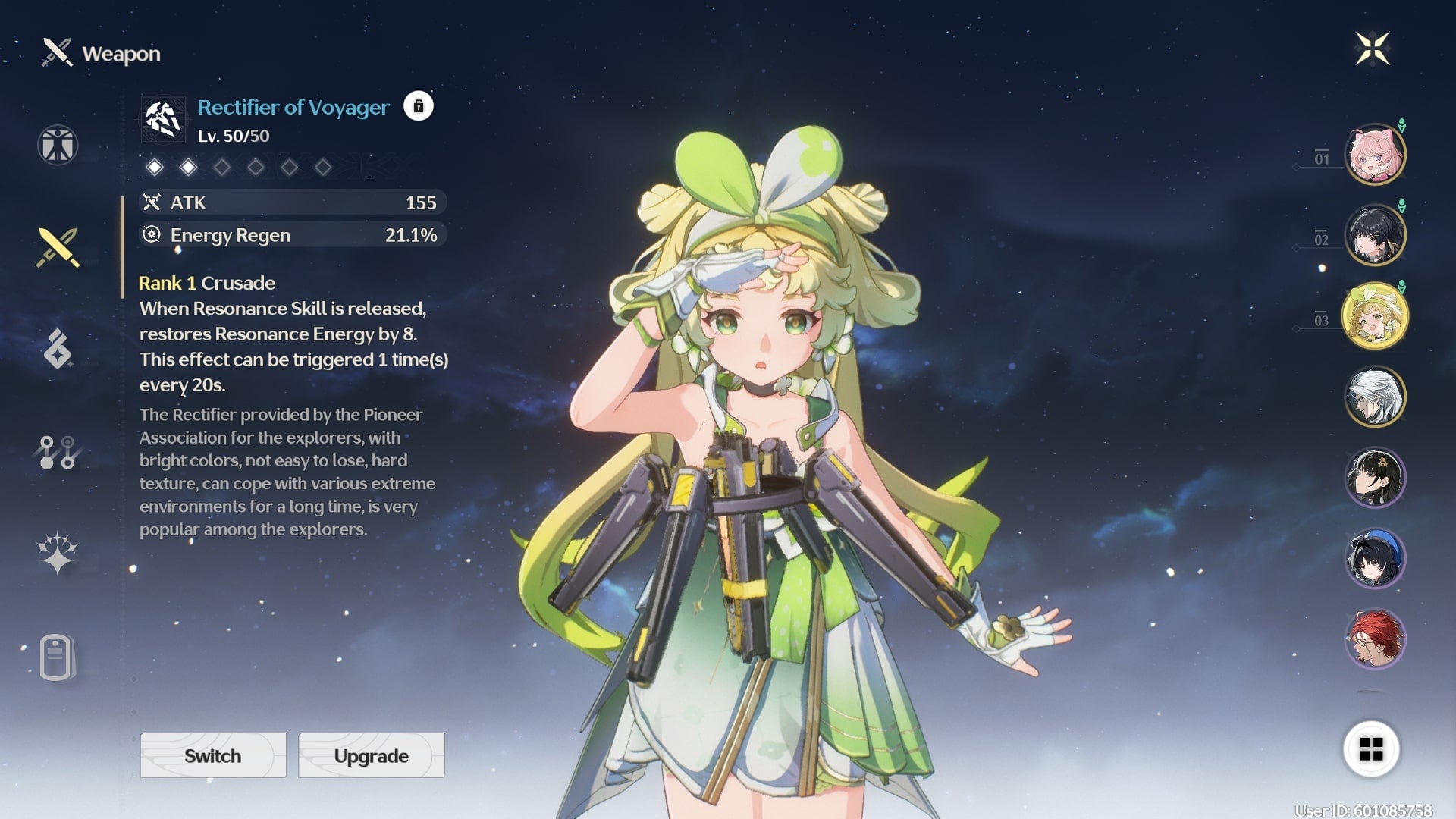 Five star character, Verina, is shown wielding the Rectifier of Voyager in Wuthering Waves - 3