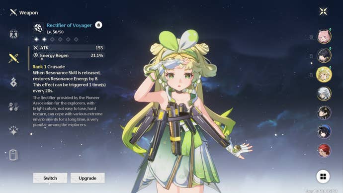 Five star character, Verina, is shown wielding the Rectifier of Voyager in Wuthering Waves