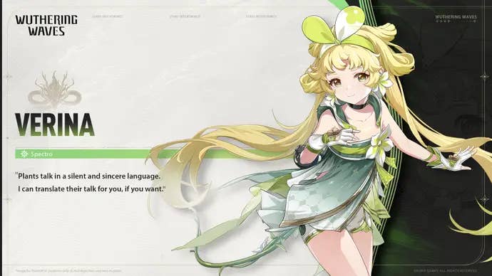 Key artwork for Verina from Wuthering Waves is shown