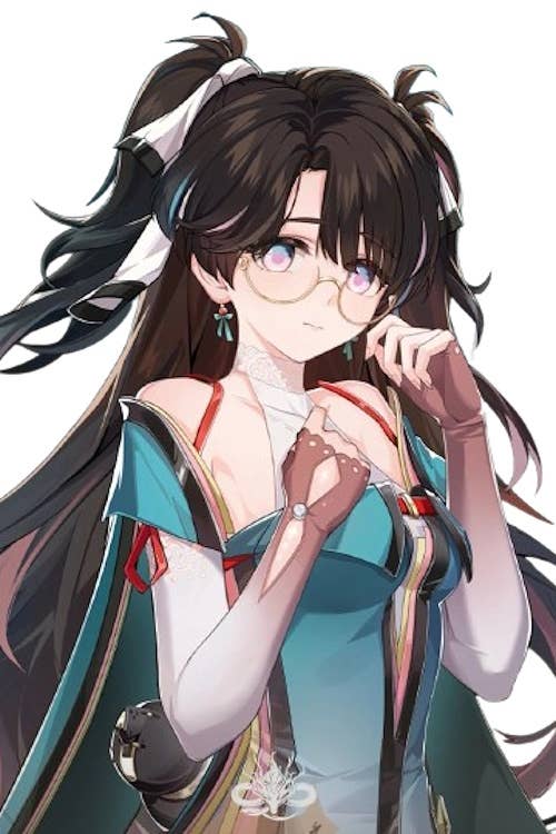 Cropped view of Zhezhi posing in Wuthering Waves.