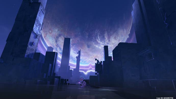 A Crownless enemy is shown sat on the ground inside a simulated room in Wuthering Waves