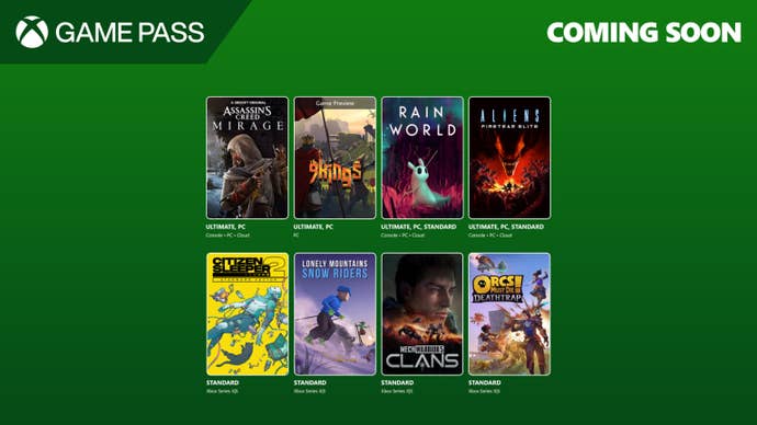 Coming Soon to Game Pass announcement